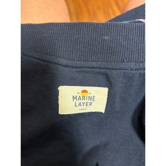 Marine Layer Navy Rainbow Striped Velour Auckland Full Zip Bomber Jacket - S - Picture 11 of 11